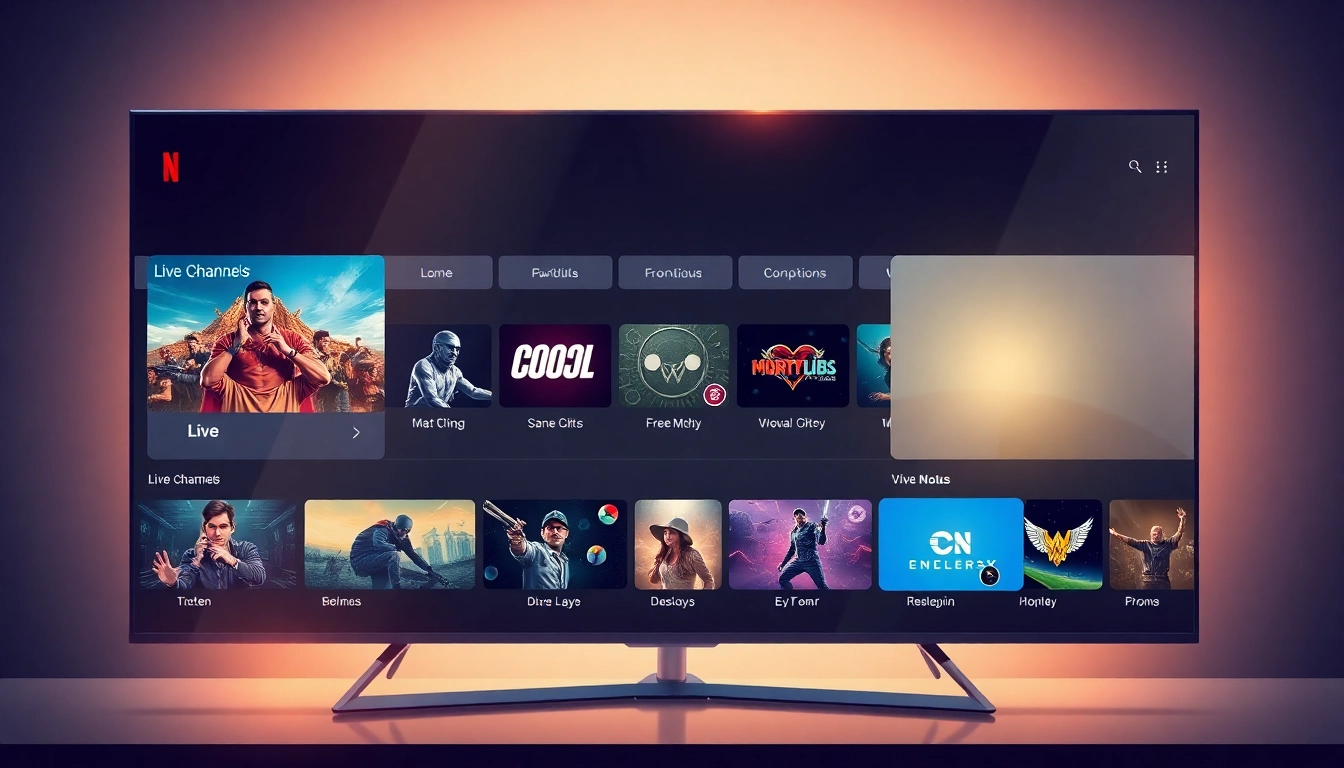 Experience an enticing iptv trial with a vibrant interface displaying thousands of channels and movies.