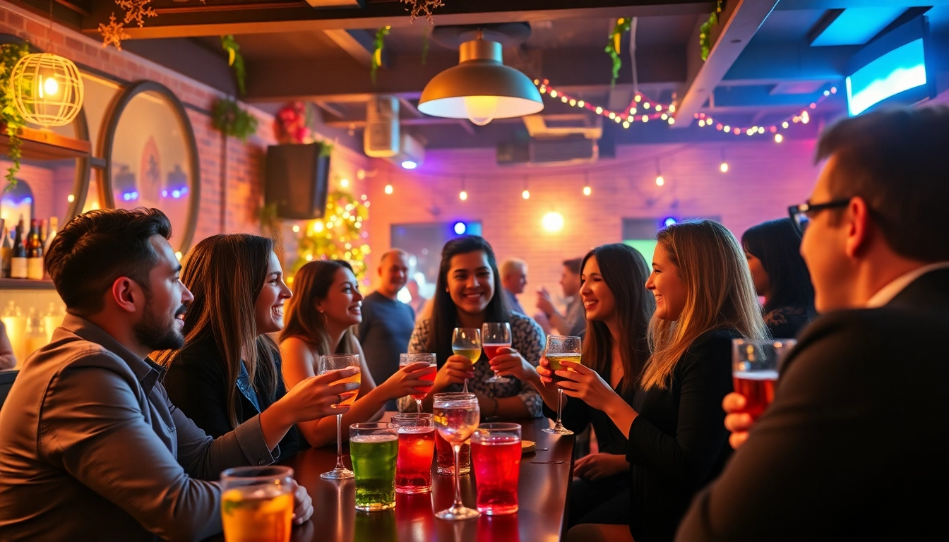 Celebrate an After Work Party with colleagues enjoying drinks and laughter in a lively venue.