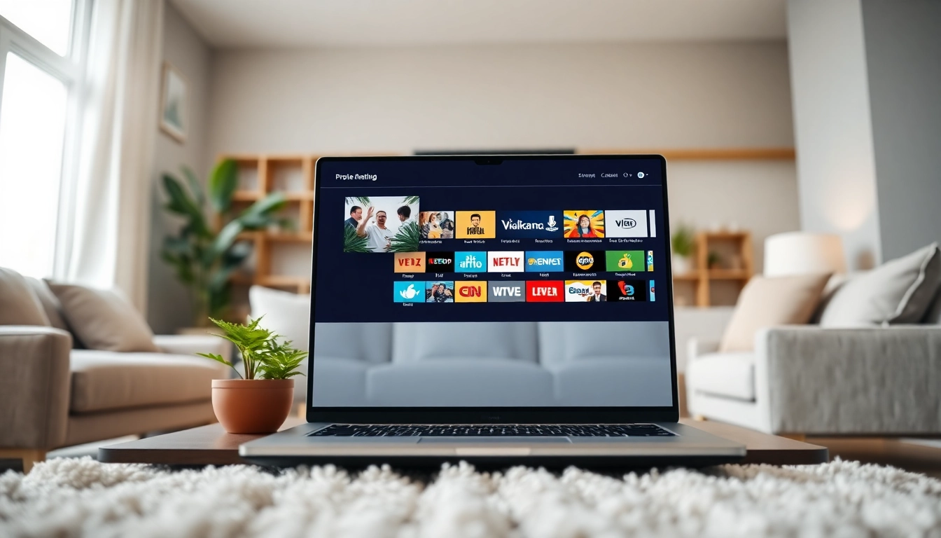 Explore the IPTV demo account features on a modern laptop in a cozy setting.