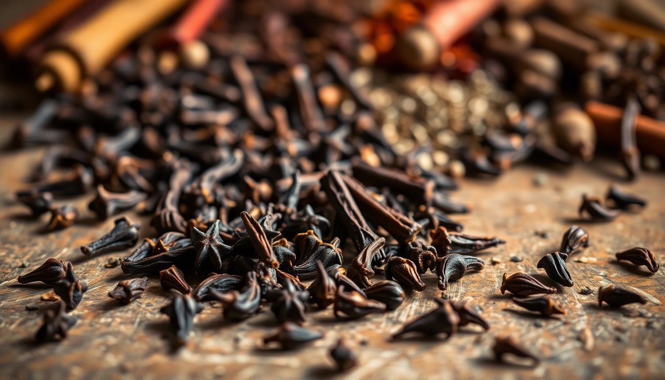 Enhance dishes with aromatic whole cloves scattered on a rustic table setting.