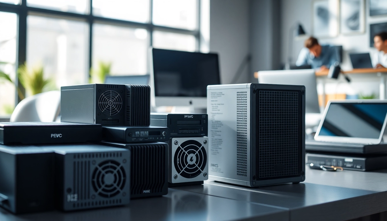 Showcasing TPower supply units in a professional tech workspace with sleek design features.