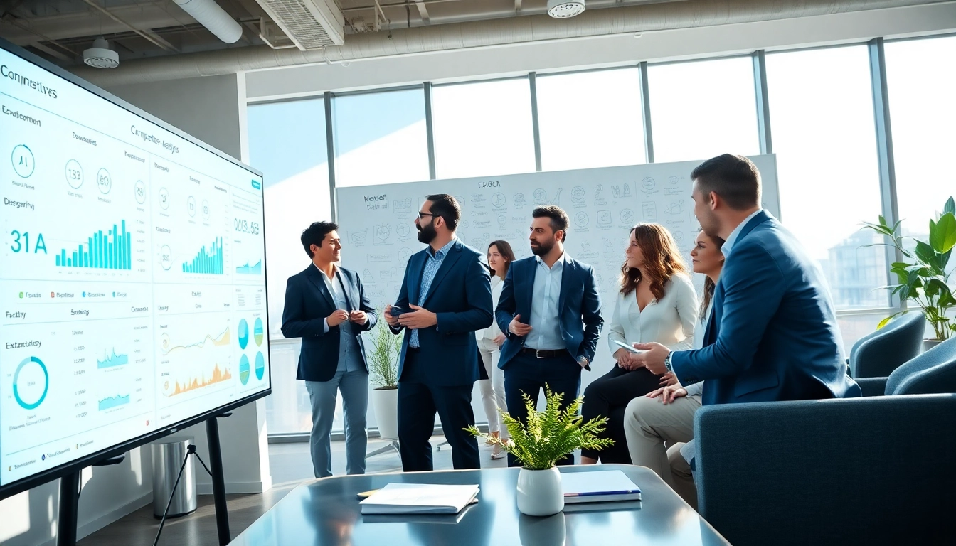 Find competitor customers through a vibrant business strategy meeting showcasing data insights.