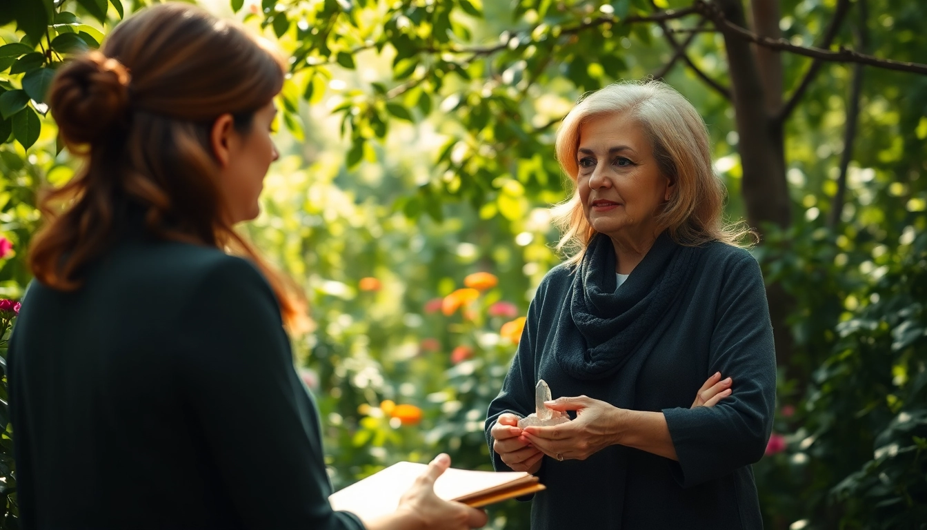 Engaging session with a Spiritual Life Coach UK in a serene outdoor environment for personal growth.