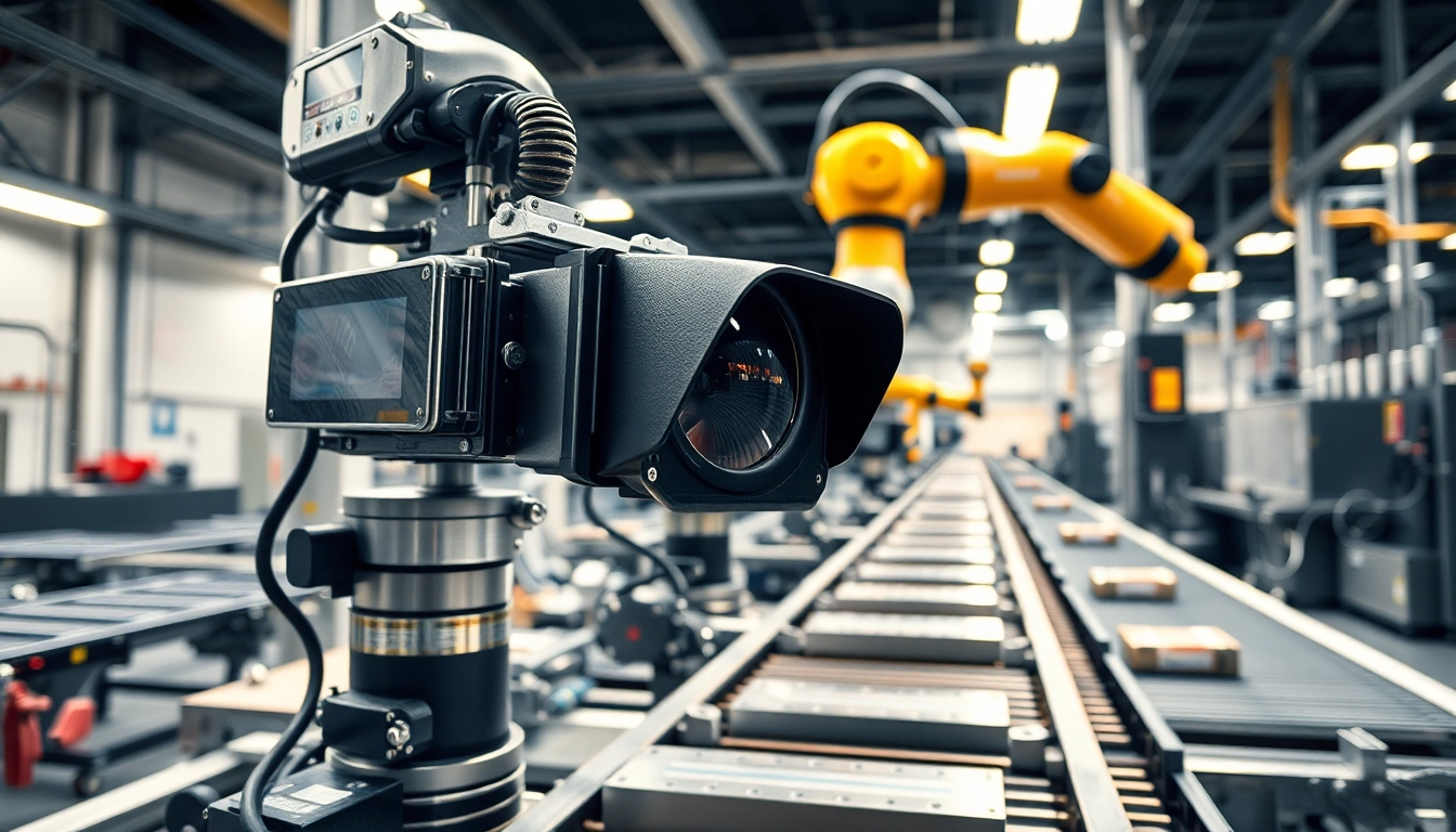 Machine vision technology inspecting products in a modern industrial environment.