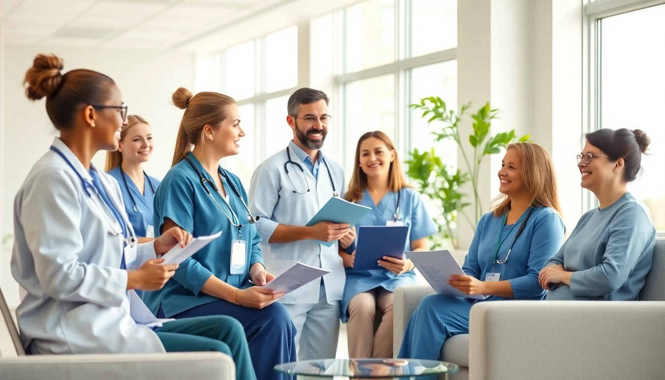 Engage with our Health Care support Service team connecting with patients in a modern clinic environment.