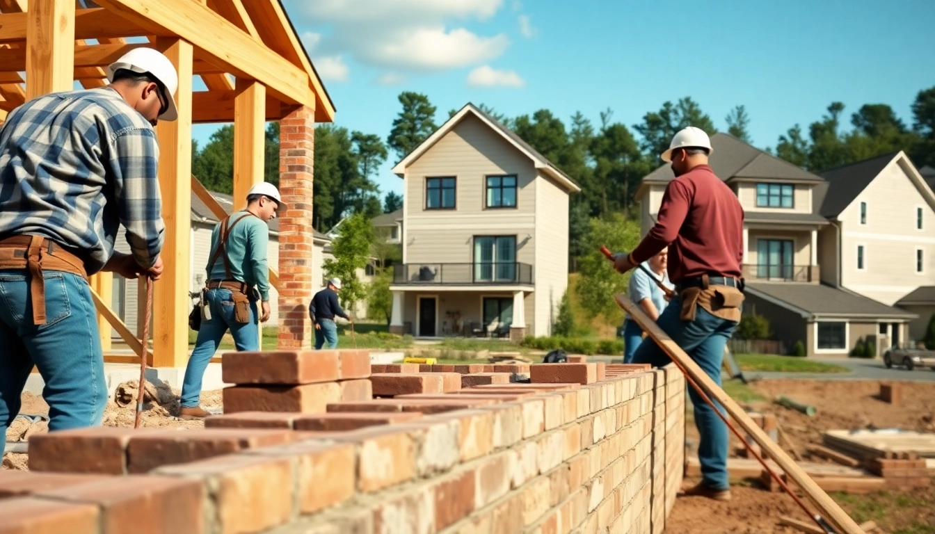 Connecticut home builders constructing a custom home with teamwork and skill on-site.