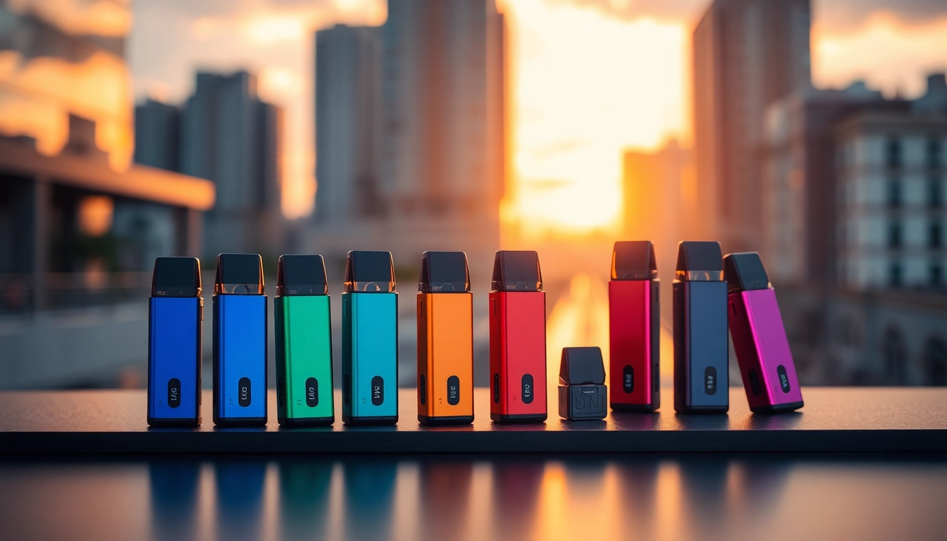 HQD Pods in verschiedenen Farben auf stylischem Hintergrund präsentieren.