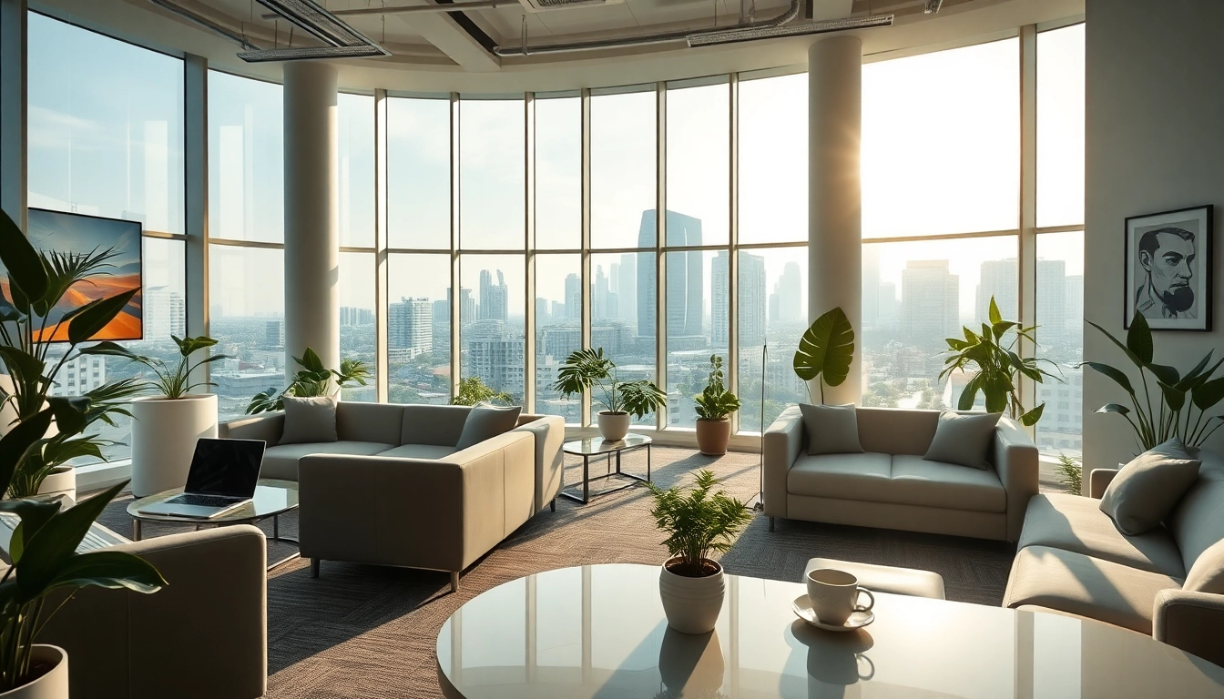 Find modern commercial space for rent in Bangalore featuring a bright corporate interior with natural lighting.