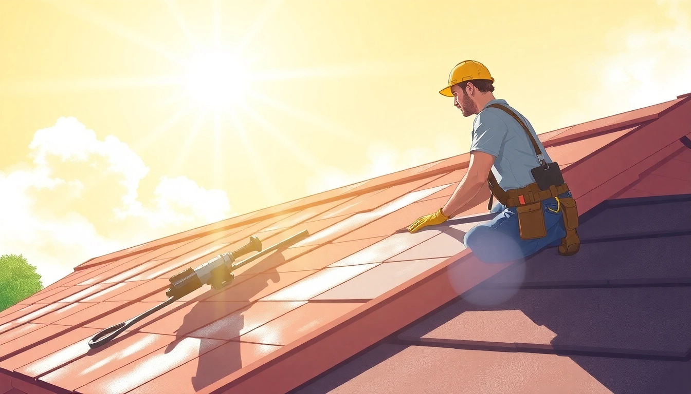 Skilled roofer performing commercial roofing services with quality materials during installation.
