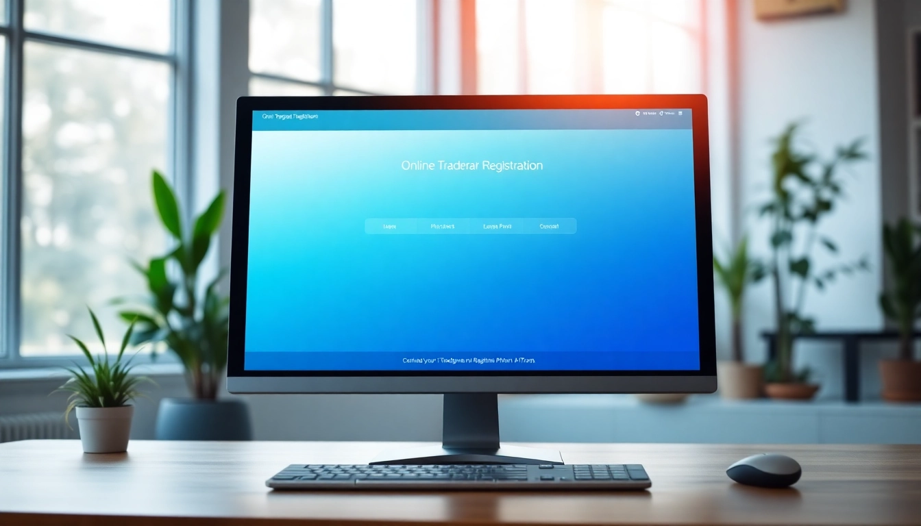 Navigate the online trademark registration platform seamlessly on a modern desk setup.