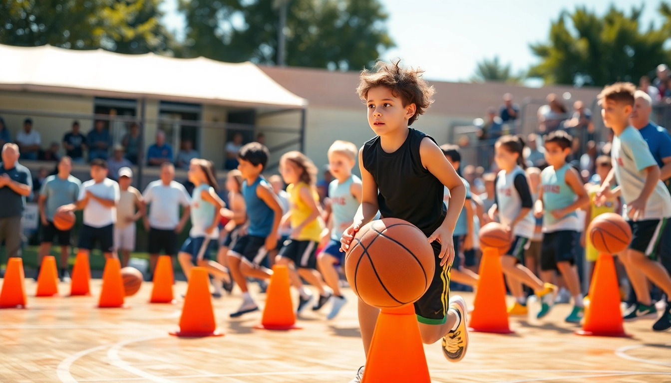 Young athletes training at Takeover Basketball Academy, showcasing teamwork and commitment to excellence.