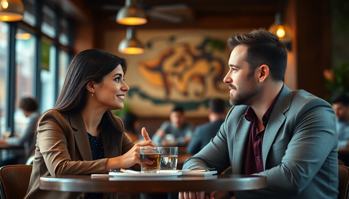 Couple engaging in effective communication in relationships at a cozy cafe, sharing emotions.