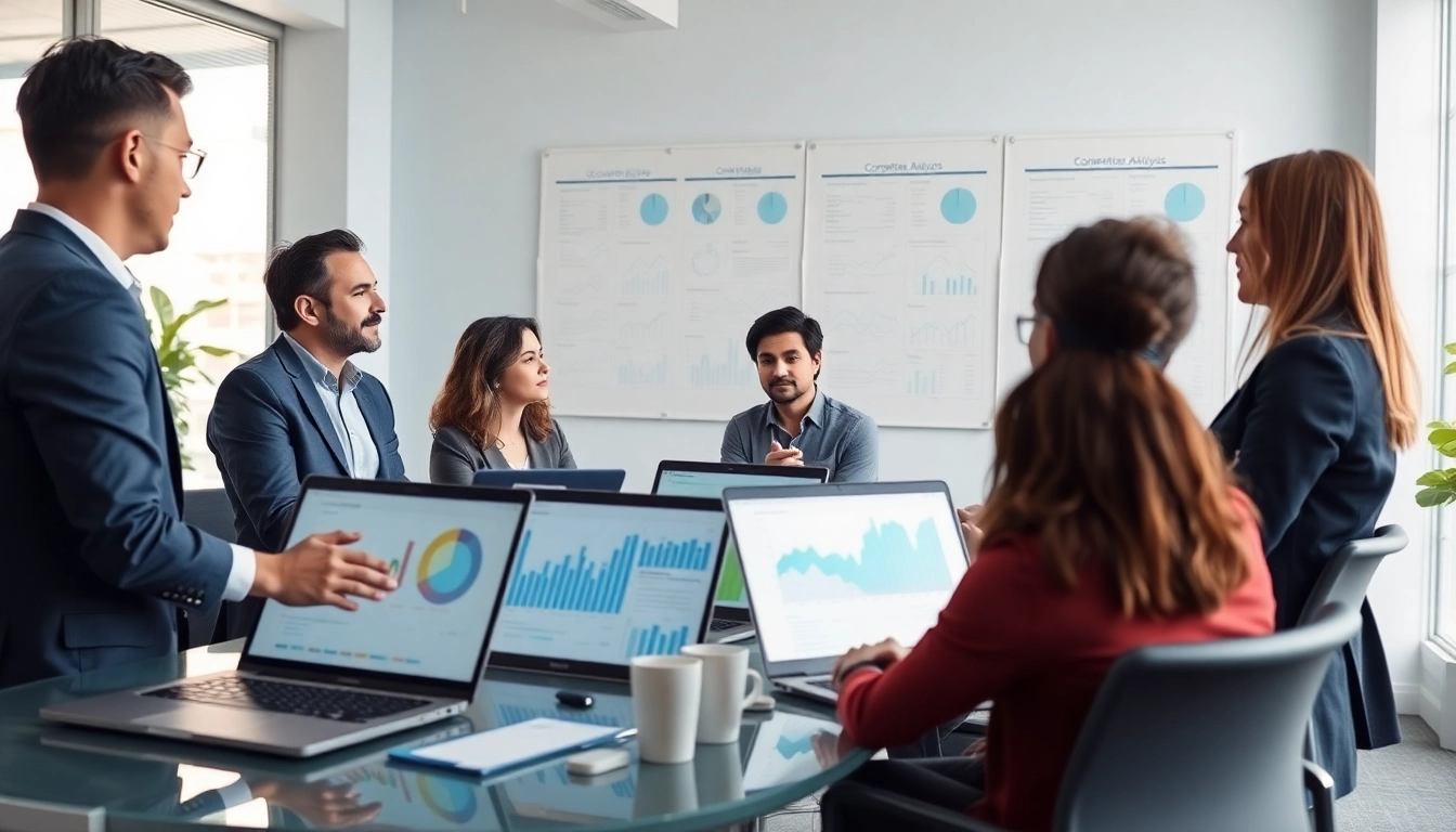 Engaging scene showcasing ai prompts for competitor analysis in a professional office setting.