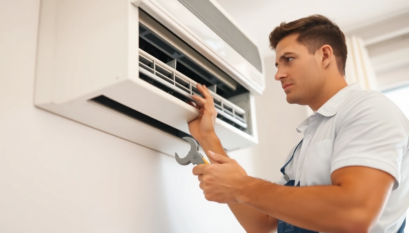 Expert AC repair service in Glendale AZ, showcasing a technician at work on an air conditioning unit.