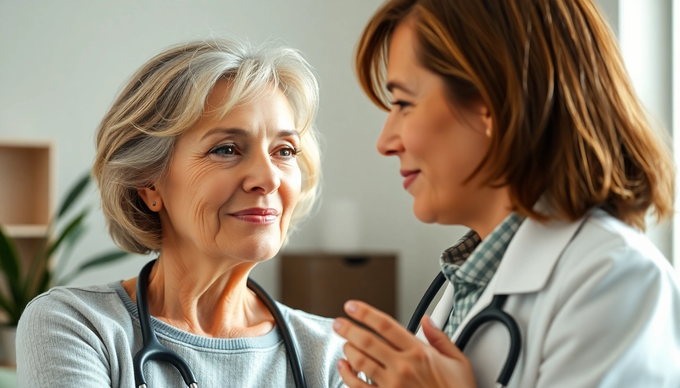 Beratung zur Linderung von Wechseljahrsbeschwerden mit einer erfahrenen Ärztin und Patientin.