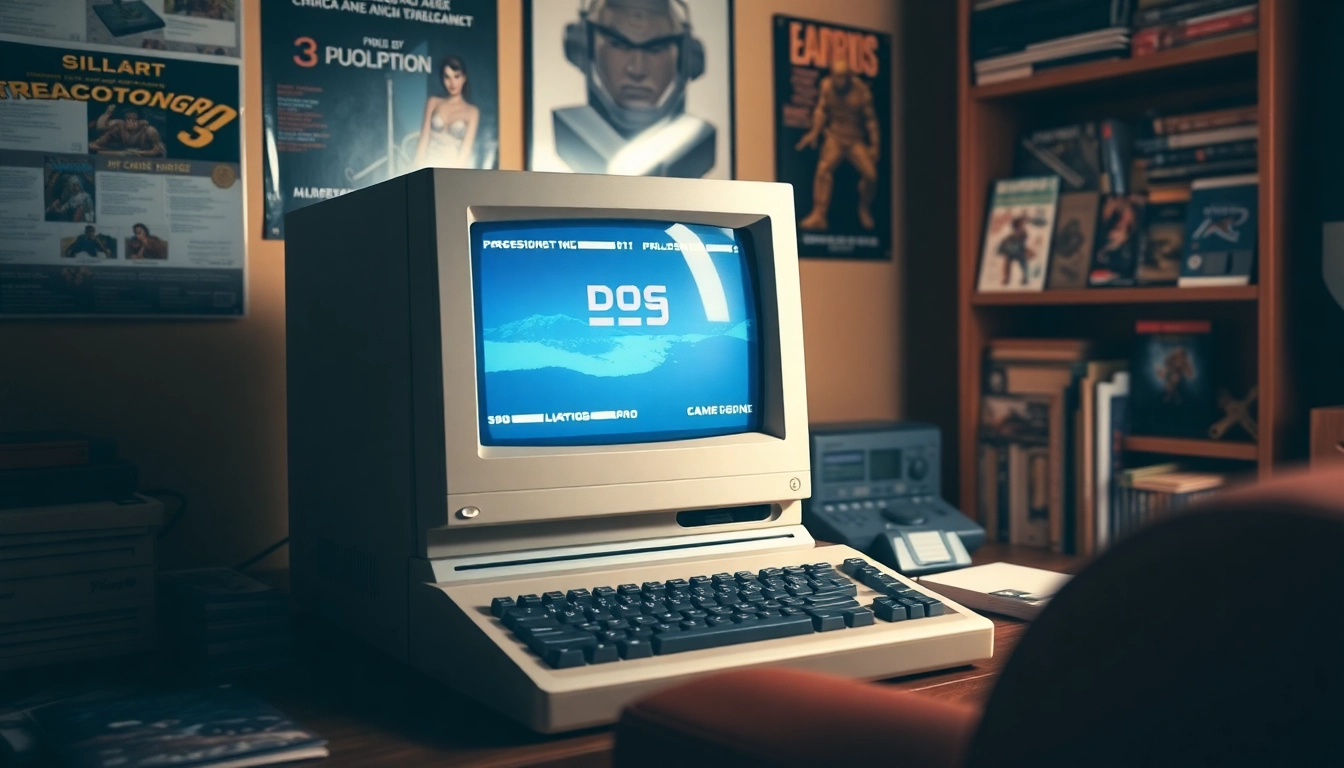 Play dos games online on a vintage computer highlighting classic gaming nostalgia.
