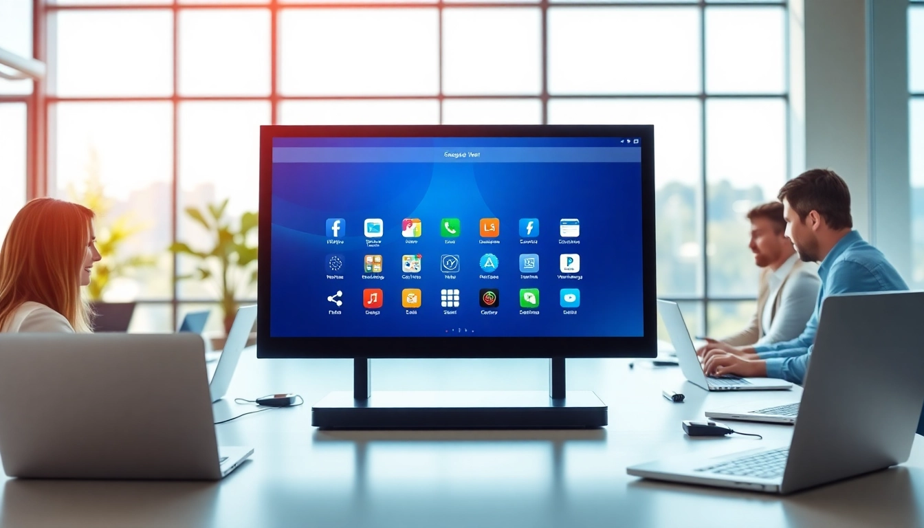 Transforming the workplace with an Android digital signage player showcasing dynamic content.