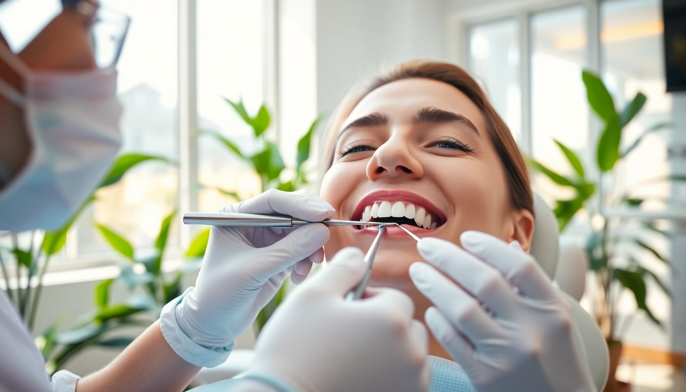 Dental cleanings in a modern clinic highlighting a hygienist at work with precision tools.