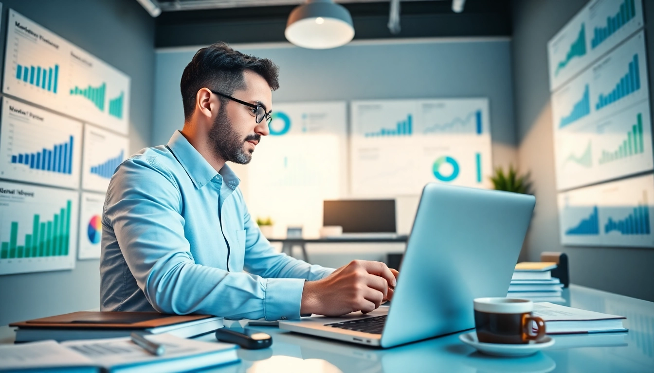 Analyze Funnelology strategies with a digital marketing expert in a modern office setting.