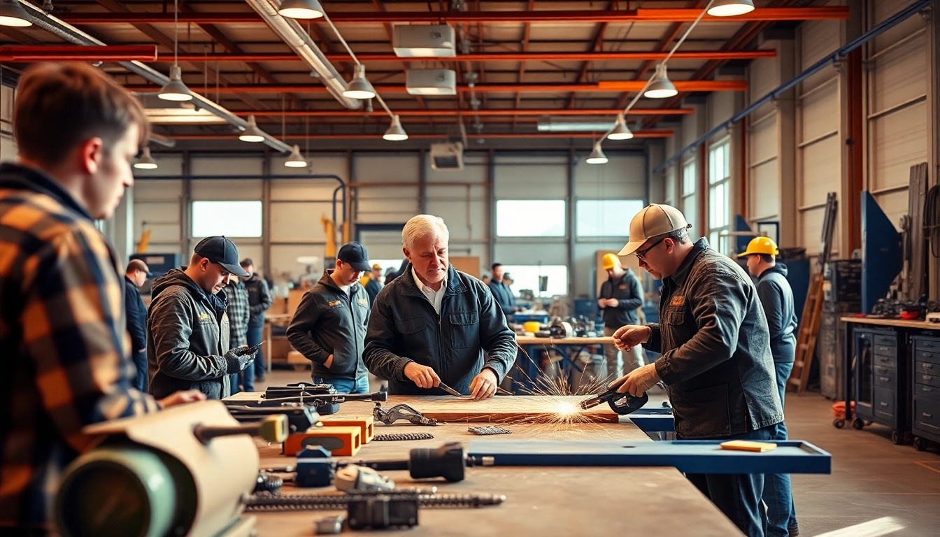 Students learning at a trade school Knoxville TN in a practical training environment.
