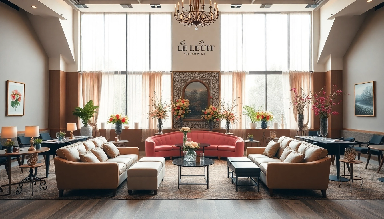Experience le lieu's inviting event space with elegant decorations and natural lighting.