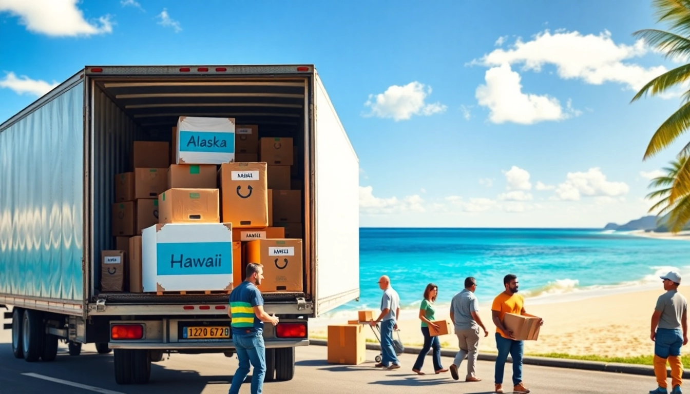 Movers from Alaska to Hawaii packing boxes for an exciting long-distance relocation.
