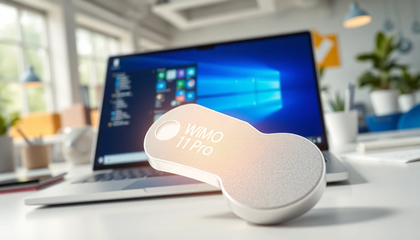 Aktivieren Sie Windows 11 Pro Key in einer modernen Büro-Umgebung mit einem Laptop.