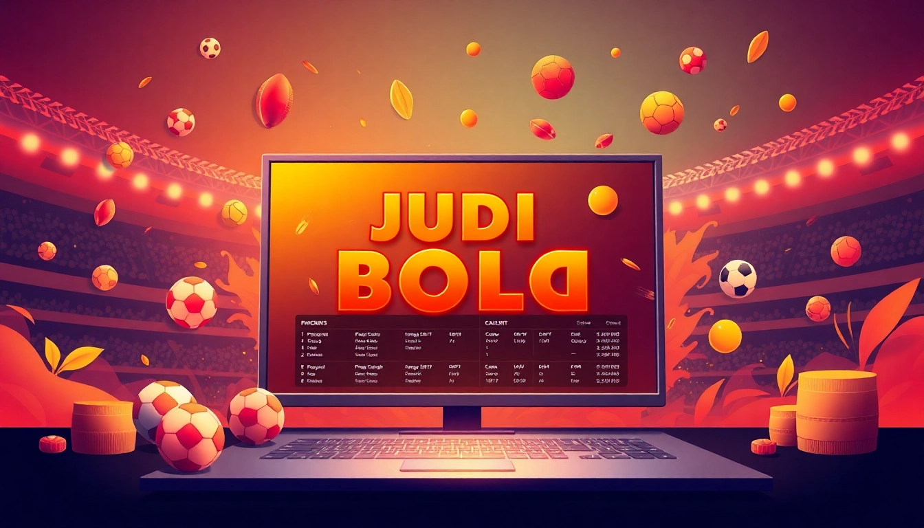 Engage with judi bola through an interactive online betting platform featuring vibrant sports icons.