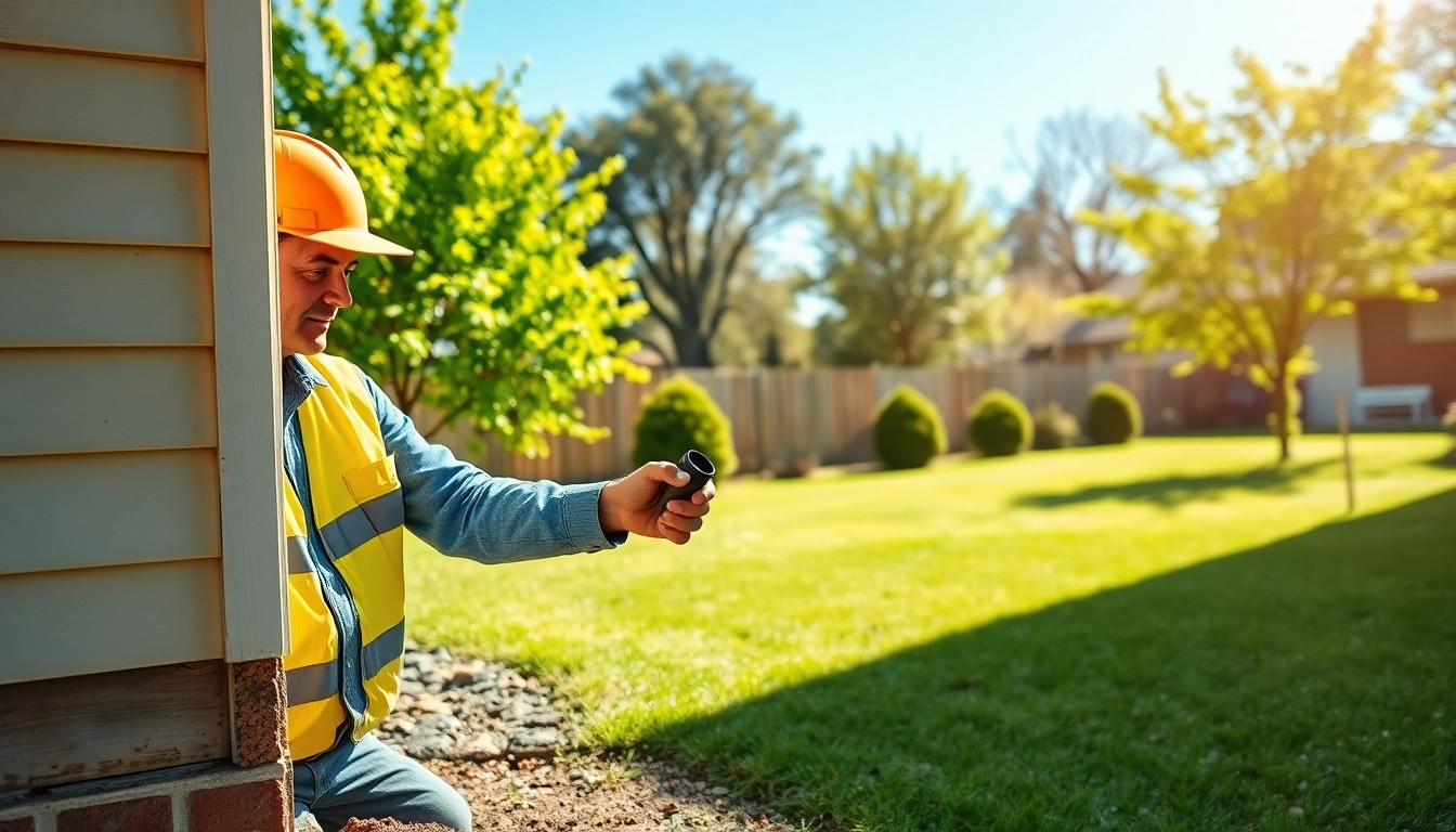 Inspecting for termite infestations during termite inspections in a home's backyard.