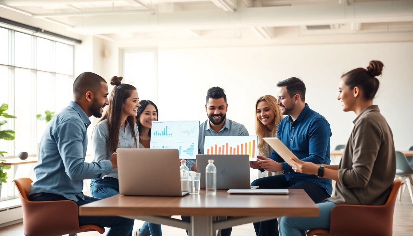 Sviluppo web app agenzia: team di esperti che collaborano in un moderno ufficio.