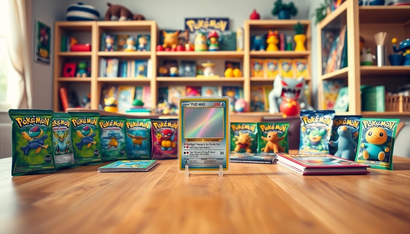Showcase of Pokémon cards in India, featuring rare holographic cards and booster packs.