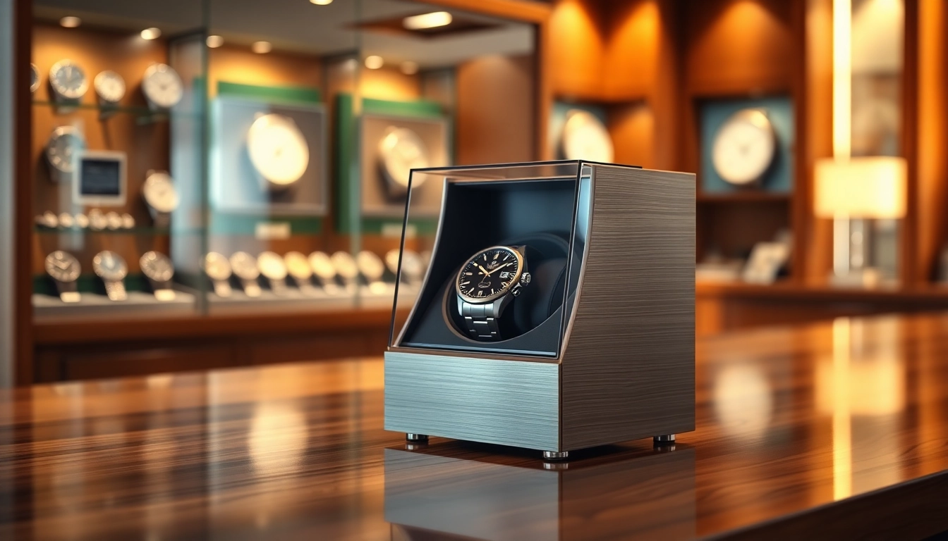 Showcase a premium watch winder for rolex, highlighting its elegant design and luxurious materials.