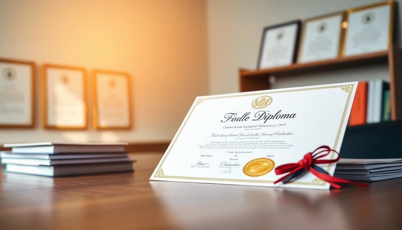 Showcasing high-quality best fake diplomas on an elegant desk, emphasizing authenticity and achievement.