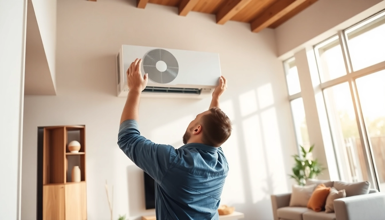 Install a ductless mini split installation Nashville by a professional technician in a modern living room.