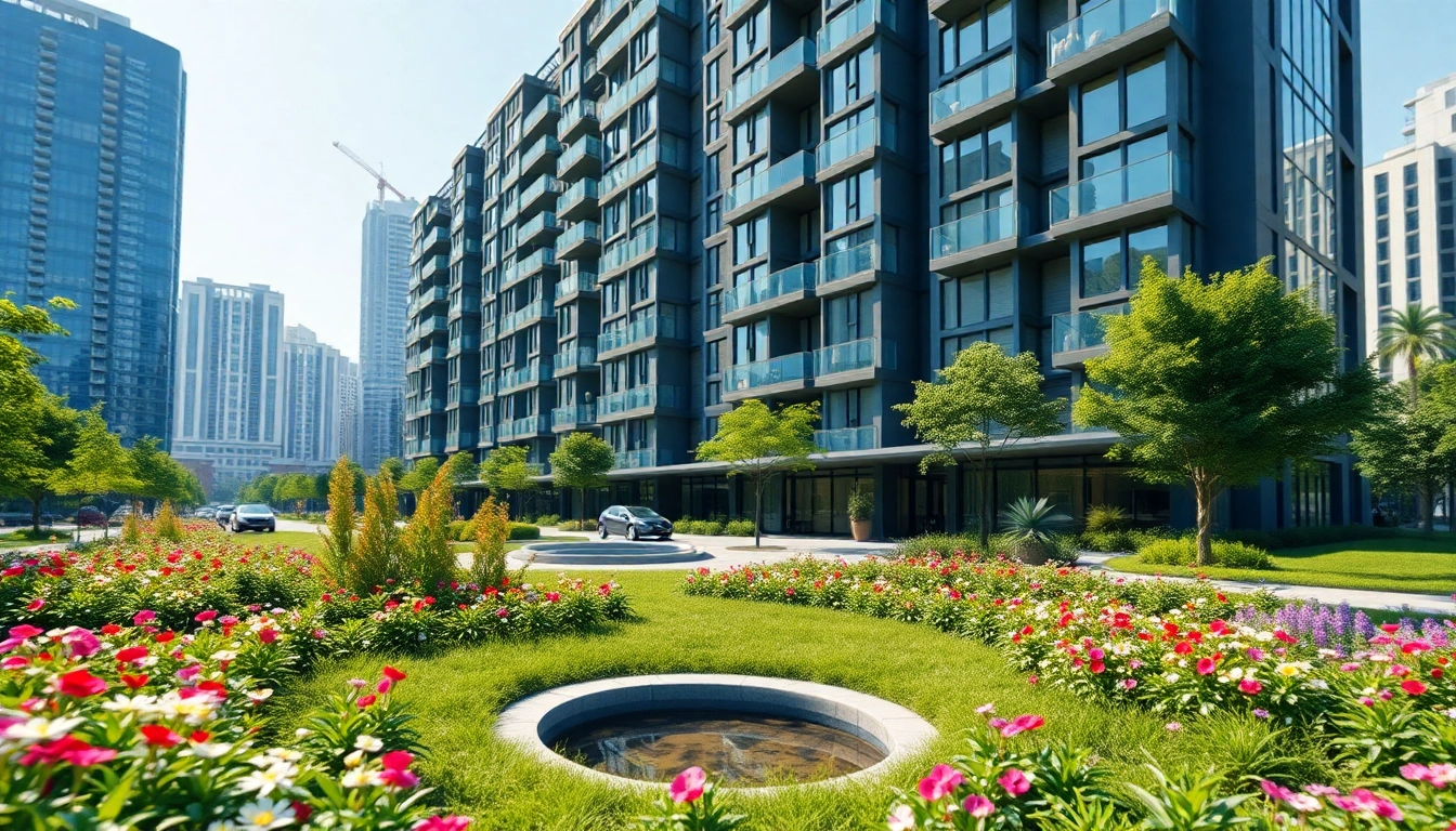 Architektur Visualisierung eines modernen Wohngebäudes in einem urbanen Umfeld mit lebhaften Details