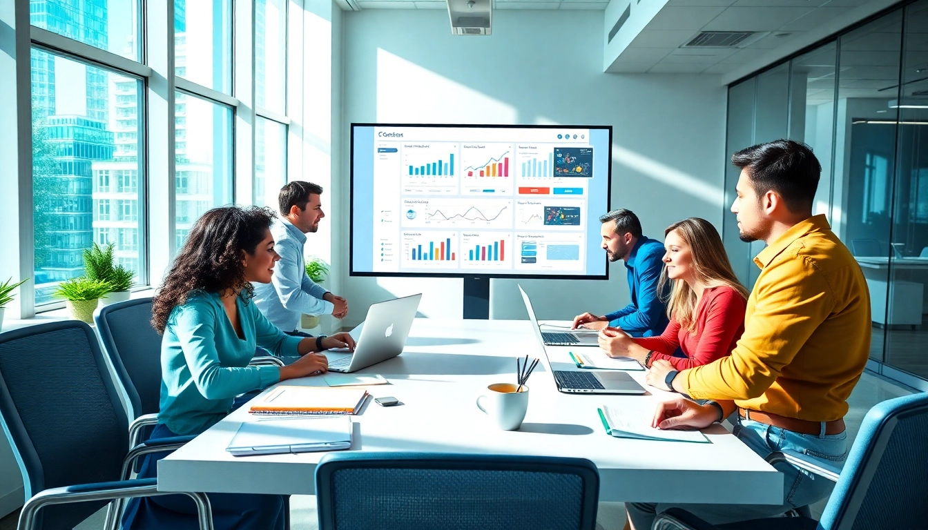 Engaged team collaborating on a social media marketing strategy at https://inkwellmarketinggroup.com/social-media-marketing.