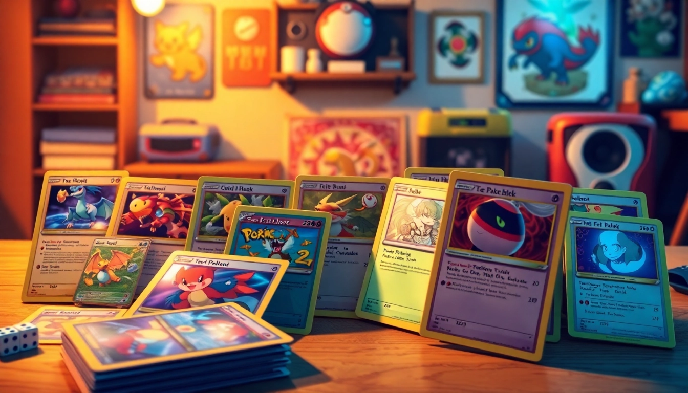 Showcasing unique Pokemon cards in India with organized card collection and gaming accessories.