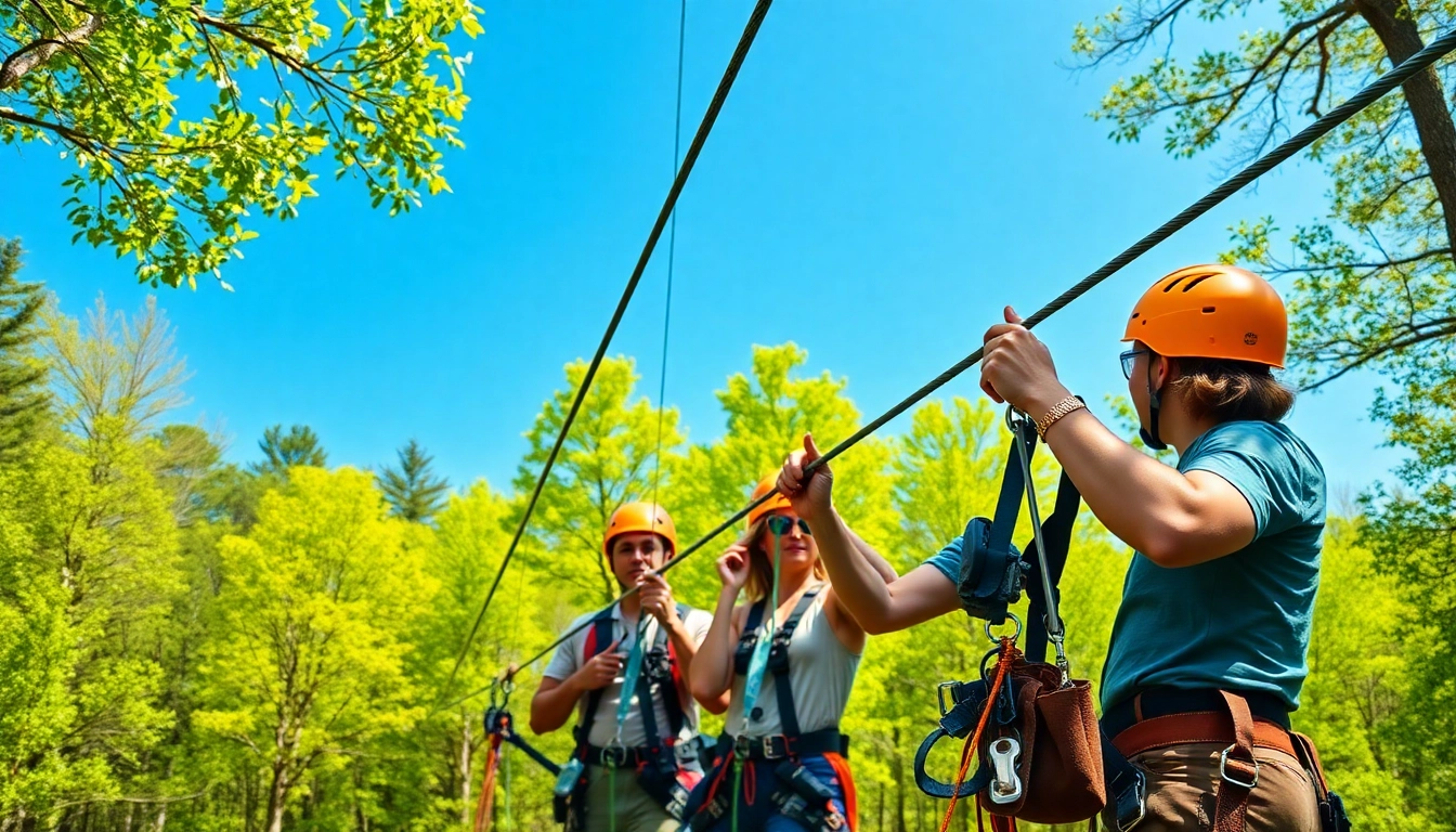 Engaged users experiencing the ZIP WIRE KIT in an exciting forest environment.