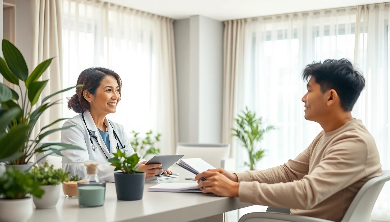 Engaging boutique doctor providing personalized care in a welcoming clinic environment.