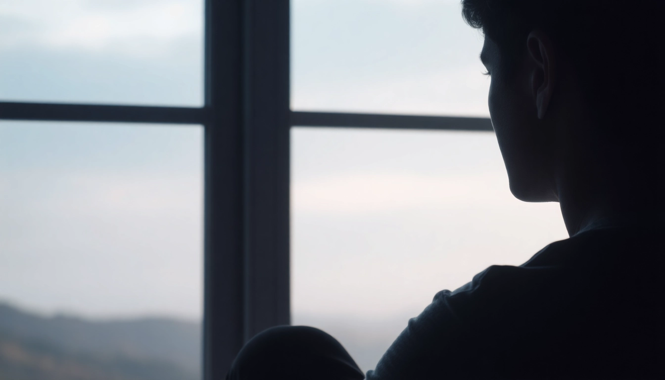 Individual reflecting on feelings of Depression while gazing out a serene window.