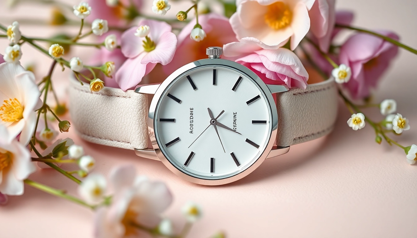 Damen Armbanduhren in elegant floral arrangement, showcasing modern design and luxury.