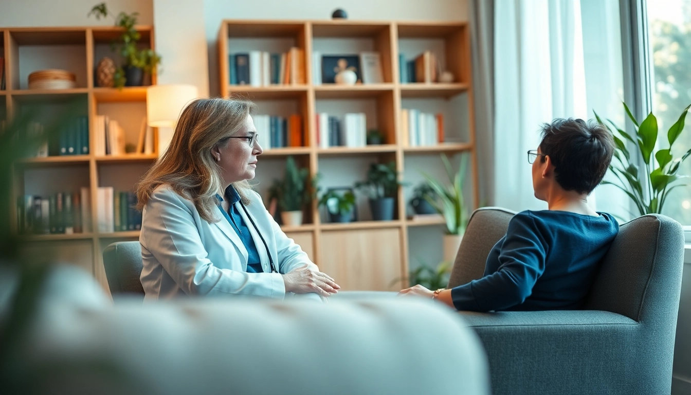 Client discussing personal experiences while dealing with depression in a welcoming therapy room.
