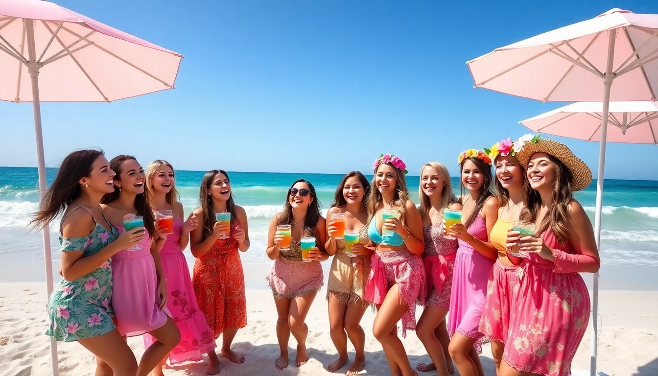 Celebrate a vibrant bachelorette 30a party on a stunning beach, filled with laughter and tropical vibes.
